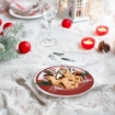 MAURY'S PIATTO DI NATALE TONDO IN PLASTICA COLORE ROSSO E BIANCO CON DECORAZIONI NATALIZIE DIMENSIONI Ø 33 CM OKX