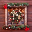 MAURY'S GHIRLANDA DI NATALE IN PVC VERDE CON FIOCCO DECORAZIONI VARIE E GINGERBREAD DIMENSIONI 40 CM OKX
