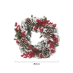 MAURY'S GHIRLANDA DI NATALE IN PVC VERDE CON RAMI NEVATI PIGNE E BACCHE ROSSE DIMENSIONI 40 CM OKX