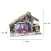 PRESEPE DI NATALE SCENA NATIVITA CON CAPANNA INNEVATA CON 5 LUCI FREDDE DI RAME A BATTERIA DIMENSIONI 31 X 21 X 21 CM OKX