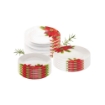SERVIZIO PIATTI 18 PEZZI IN CERAMICA DECORATI CON STELLE DI NATALE 6 PIANI- 6 FONDI- 6 FRUTTA OKX