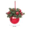 MAURY'S SFERA NATALIZIA IN PVC CON LACCIO  COLORE ROSSO METALLICO CON RAMI ARTIFICIALI E SFERE ROSSE IN BUSTA Ø 15 CM OKX