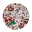 PIATTO DI NATALE TONDO IN PLASTICA CON DECORAZIONI NATALIZIE STILE SHABBY   Ø 33 CM OKX