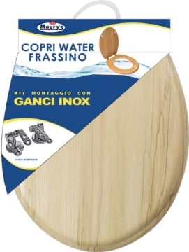MAURY'S COPRI WATER WC FRASSINO KIT DI MONTAGGIO CON GANCI INOX EXTRA RESISTENTE (DANNEGGIAMENTO DA TRASPORTO LEGGERE DESCRIZIONE)
