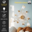 EDEN PLAFONIERA DESIGN MODERNO IN METALLO COLORE AVORIO E ORO E14 3 LUCI 46 WATT 52X52X27 CM