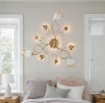 EDEN PLAFONIERA DESIGN MODERNO IN METALLO COLORE AVORIO E ORO E14 3 LUCI 46 WATT 52X52X27 CM