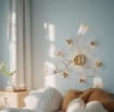 EDEN PLAFONIERA DESIGN MODERNO IN METALLO COLORE AVORIO E ORO E14 3 LUCI 46 WATT 52X52X27 CM