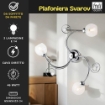 PLAFONIERA DESIGN MODERNO IN METALLO COLORE CROMATO E14 3 LUCI 46 WATT 65X65X23 CM