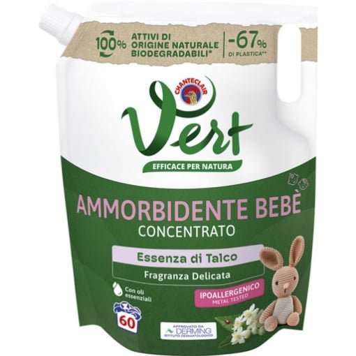 VERT DI CHANTECLAIR AMMORBIDENTE CONCENTRATO BEBÈ ESSENZA TALCO 1200 ML 60 LAVAGGI OKX