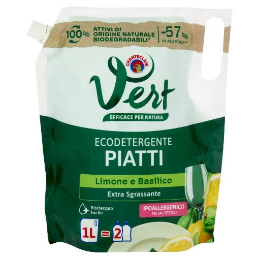 VERT DI CHANTECLAIR ECODETERGENTE PIATTI LIMONE E BASILICO 1000 ML OKX