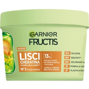 GARNIER FRUCTIS MASCHERA CAPELLI LISCI CHERATINA N°3 CAPELLI CRESPI, SECCHI E SPENTI VASO 370 ML OKX