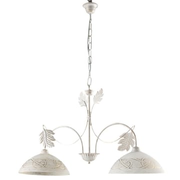 AMALFI LAMPADARIO IN METALLO DESIGN MODERNO COLORE AVORIO E ORO E27 2 LUCI 57 WATT 100X75X33 CM