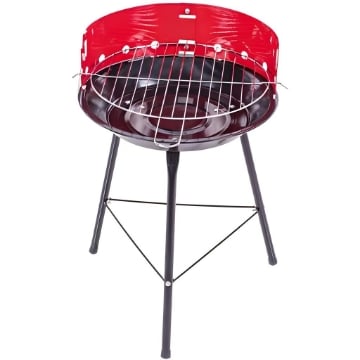 BARBECUE TONDO FAST GRILL GRIGLIA IN ACCIAIO CROMATO COLORE NERO E ROSSO Ø 31,5 CM 