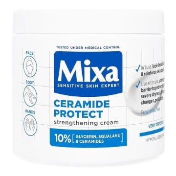 MIXA SENSITIVE SKIN EXPERT CREMA IDRATANTE E RINFORZZANTE PER PELLI SECCHE CERAMIDE PROTECT 400 ML VISO, CORPO E MANI OKX