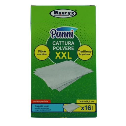 MAURY'S PANNI CATTURA POLVERE MULTISUPERFICIE XXL FIBRE MORBIDE  DOPPIO USO 16 PZ OKX