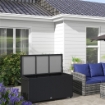 BAULE DA GIARDINO IN RATTAN PE CON RUOTE E MANIGLIA LATERALE, 121X57X67CM, NERO