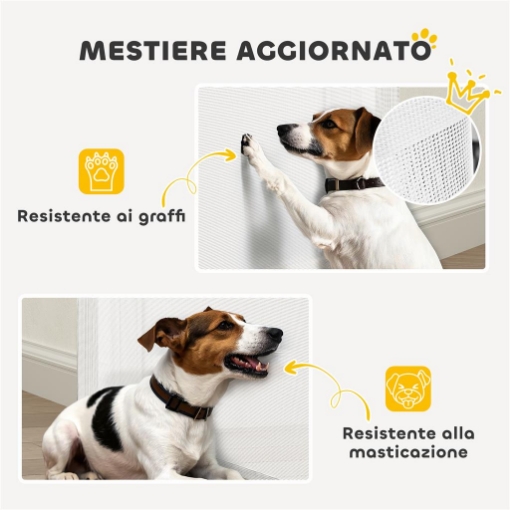 CANCELLINO PER CANI PICCOLI ESTENSIBILE 0-144 X 87,5  CM E RETRATTILE CON BLOCCO AUTOMATICO BIANCO