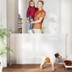 CANCELLINO PER CANI PICCOLI ESTENSIBILE 0-140X86.5 CM E RETRATTILE CON BLOCCO AUTOMATICO BIANCO