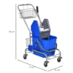 CARRELLO DELLE PULIZIE PROFESSIONALE CON SECCHIO DA 26L PER MOCIO STRIZZATORE E CESTINI A RETE BLU