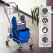 CARRELLO DELLE PULIZIE PROFESSIONALE CON SECCHIO DA 26L PER MOCIO STRIZZATORE E CESTINI A RETE BLU