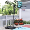 CANESTRO BASKET DA ESTERNO REGOLABILE DA 146-236 CM CON RUOTE E BASE RIEMPIBILE NERO