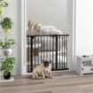 CANCELLINO PER CANI REGOLABILE CON CHIUSURA AUTOMATICA IN ACCIAIO E PLASTICA 74-100X77 CM NERO