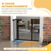 CANCELLINO PER CANI REGOLABILE CON CHIUSURA AUTOMATICA IN ACCIAIO E PLASTICA 74-100X77 CM NERO
