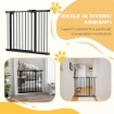 CANCELLINO PER CANI REGOLABILE CON CHIUSURA AUTOMATICA IN ACCIAIO E PLASTICA 74-100X77 CM NERO
