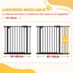 CANCELLINO PER CANI REGOLABILE CON CHIUSURA AUTOMATICA IN ACCIAIO E PLASTICA 74-100X77 CM NERO