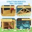 CASETTA PER BAMBINI 3-8 ANNI CON 5 FINESTRE E 2 LAVAGNE IN LEGNO DI ABETE 173X117X144 CM MARRONE E BLU