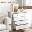 CASSETTIERA 5 CASSETTI PER CAMERA E SOGGIORNO IN LEGNO BIANCO 79X39.5X80.5 CM