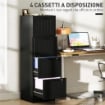 CASSETTIERA PORTADOCUMENTI A 4 CASSETTI CON BINARIO REGOLABILE E 2 SERRATURE IN LEGNO 40X40X131 CM NERO