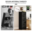 CASSETTIERA PORTADOCUMENTI A 4 CASSETTI CON BINARIO REGOLABILE E 2 SERRATURE IN LEGNO 40X40X131 CM NERO