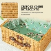 CESTINO DA PICNIC IN VIMINI PER 2 PERSONE CON PIATTI CALICI CAVATAPPI E POSATE 40X30X20 CM MARRONE