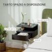 COMODINO SOSPESO PER CAMERA DA LETTO CON CASSETTO E MENSOLA IN LEGNO 35X32X22.5 CM NERO