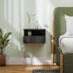 COMODINO SOSPESO PER CAMERA DA LETTO CON CASSETTO E MENSOLA IN LEGNO 35X32X22.5 CM NERO