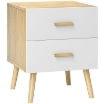 COMODINO CON 2 CASSETTI IN LEGNO IN STILE SCANDINAVO 40X40X50 CM ROVERE
