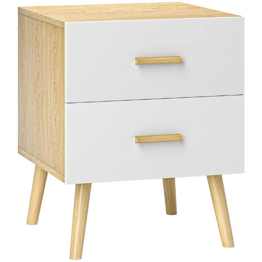 COMODINO CON 2 CASSETTI IN LEGNO IN STILE SCANDINAVO 40X40X50 CM ROVERE