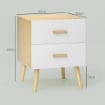 COMODINO CON 2 CASSETTI IN LEGNO IN STILE SCANDINAVO 40X40X50 CM ROVERE