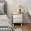 COMODINO CON 2 CASSETTI IN LEGNO IN STILE SCANDINAVO 40X40X50 CM ROVERE