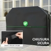 COPERTURA PER BARBECUE IMPERMEABILE IN TESSUTO OXFORD 600D UPF30+ E ANTIVENTO, 147X61X122 CM, NERO