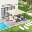COPERTURA PER GAZEBO 3X3 M DA GIARDINO CON 8 FORI DI DRENAGGIO, IN TESSUTO OXFORD 600D, BIANCO CREMA