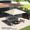 COPERTURA PER GAZEBO 3X3 M DA GIARDINO CON 8 FORI DI DRENAGGIO, IN TESSUTO OXFORD 600D, BIANCO CREMA