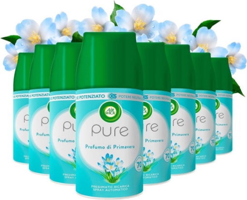 AIR WICK SET DA 8 PZ PURE FRESHMATIC RICARICA SPRAY AUTOMATICO POTERE NEUTRALLIZA ODORI FRAGRANZA PROFUMO DI PRIMAVERA FINO A 70 GIORNI 250 ML 