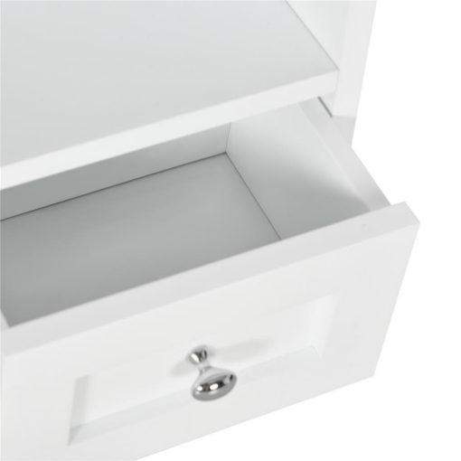 ARMADIETTO PENSILE BAGNO A 2 ANTE CON RIPIANO APERTO E 2 CASSETTI IN LEGNO BIANCO
