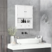 ARMADIETTO PENSILE BAGNO A 2 ANTE CON RIPIANO APERTO E 2 CASSETTI IN LEGNO BIANCO