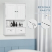 ARMADIETTO PENSILE BAGNO A 2 ANTE CON RIPIANO APERTO E 2 CASSETTI IN LEGNO BIANCO