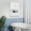 ARMADIETTO PENSILE BAGNO A 2 ANTE CON RIPIANO APERTO E 2 CASSETTI IN LEGNO BIANCO