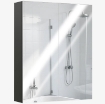 ARMADIETTO PENSILE BAGNO 2 ANTE CON SPECCHIERA E 2 RIPIANI INTERNI IN MDF, 60X15X75 CM, NERO
