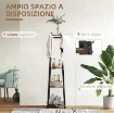 APPENDIABITI DA TERRA CON 8 GANCI, 3 RIPIANI E MENSOLA SUPERIORE, 34X34X170 CM, MARRONE
